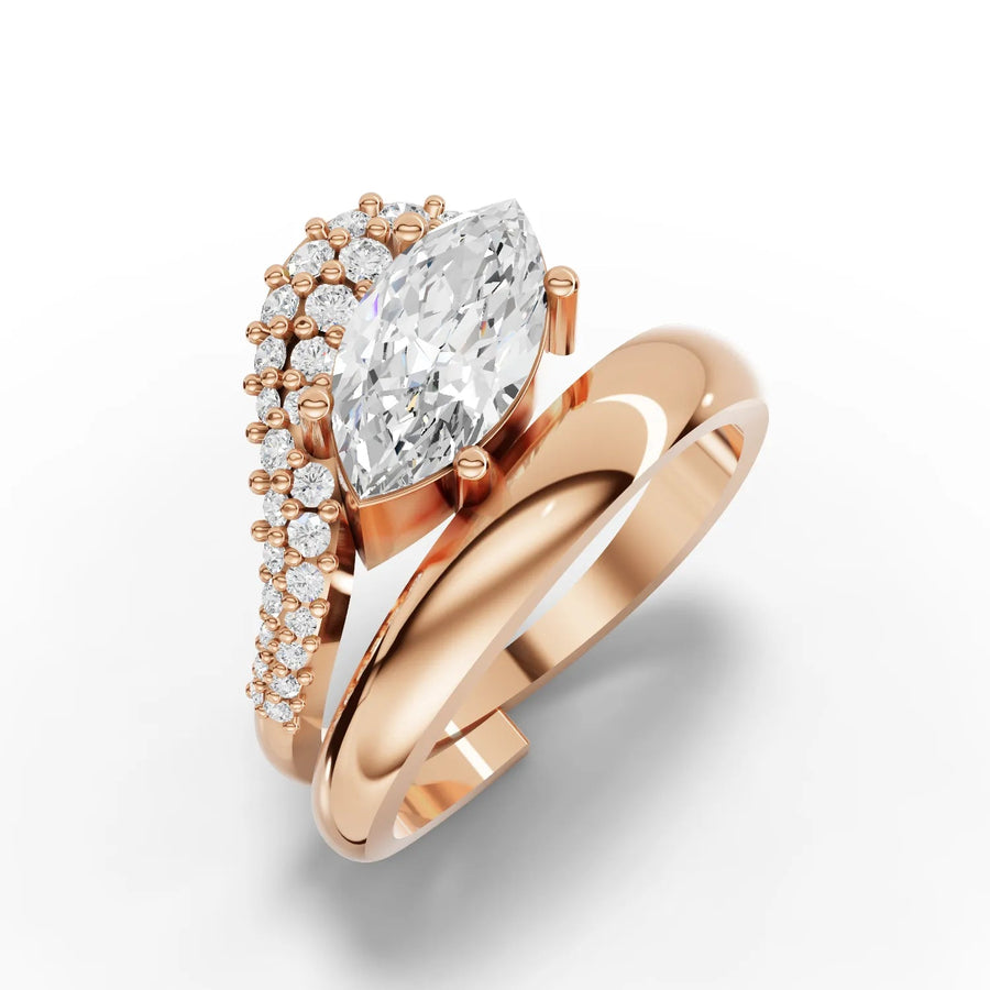 Marquise swirl ring rose gold angle