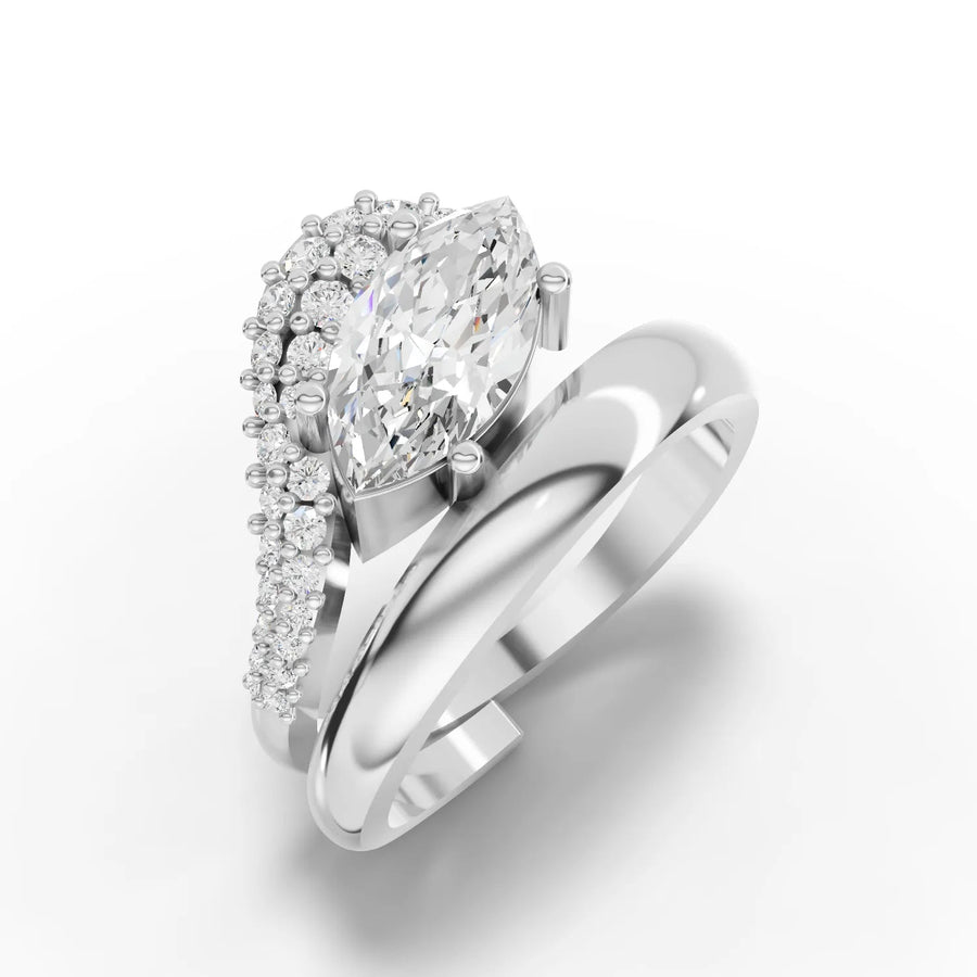 Marquise swirl ring white gold angle