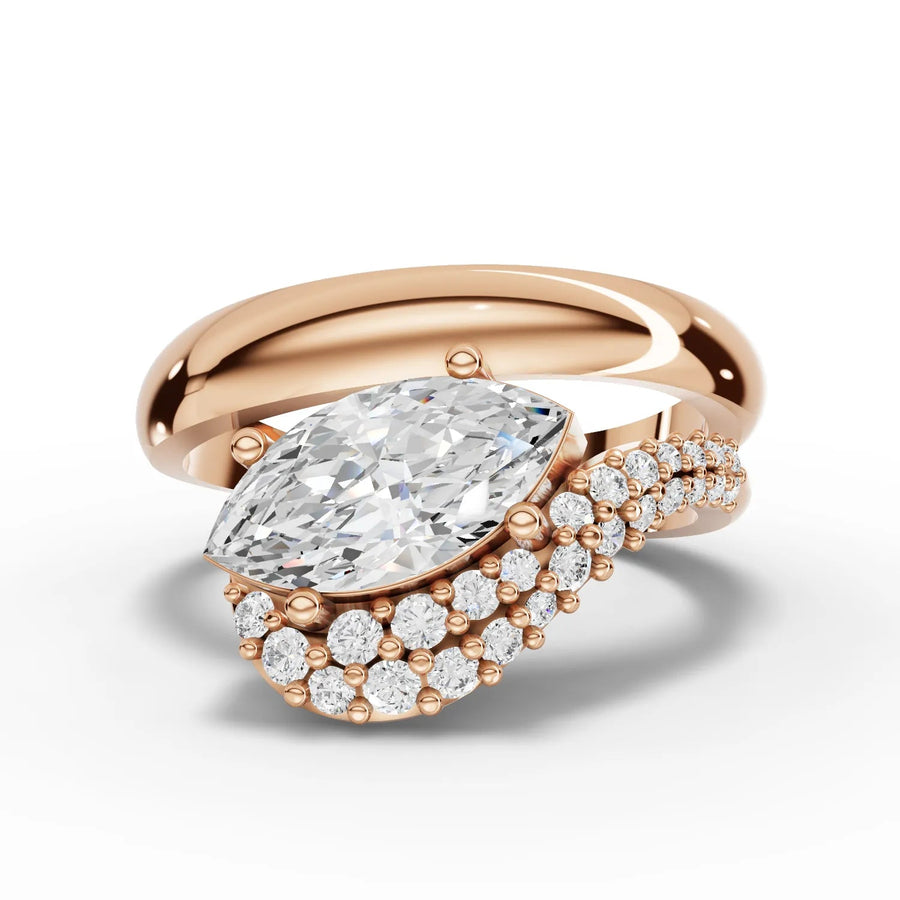 1.20 CT marquise lab-grown engagement ring rose gold top