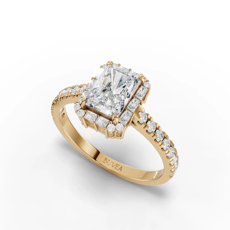 1.20 CT radiant ring yellow gold angled profile