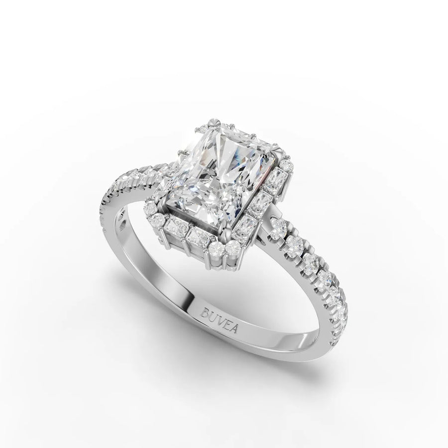 1.20 CT radiant ring white gold angled profile