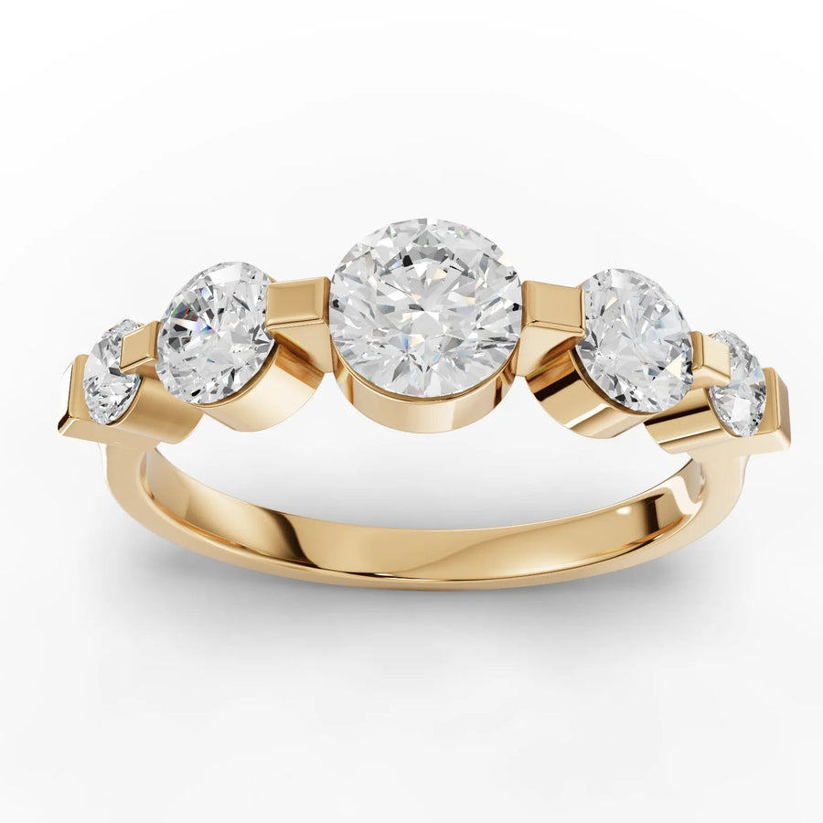 1.15 CT round lab-grown diamond half eternity band yellow gold top view