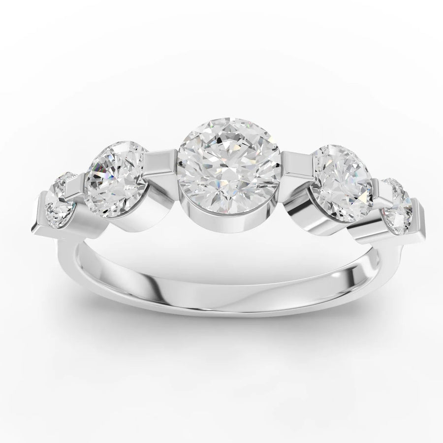 1.15 CT round lab-grown diamond half eternity wedding band with round brilliant diamonds set across the top half