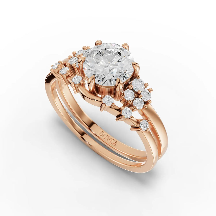 1.21 CT round ring set rose gold angled profile