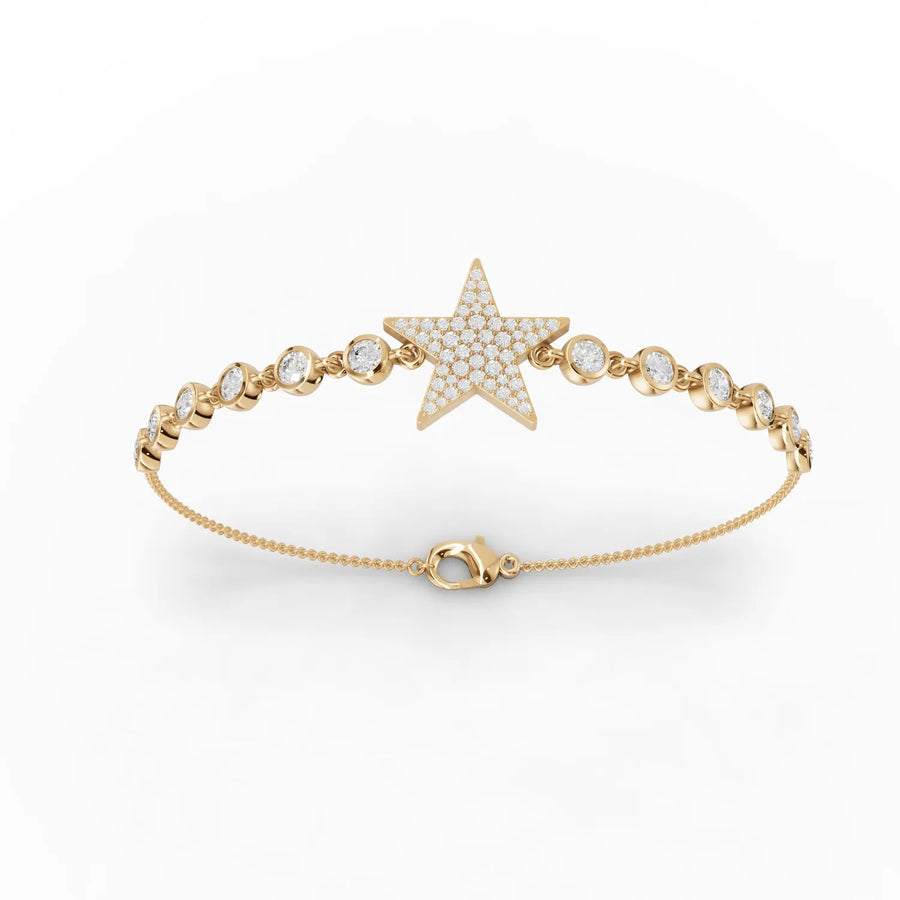 Yellow gold star diamond bracelet