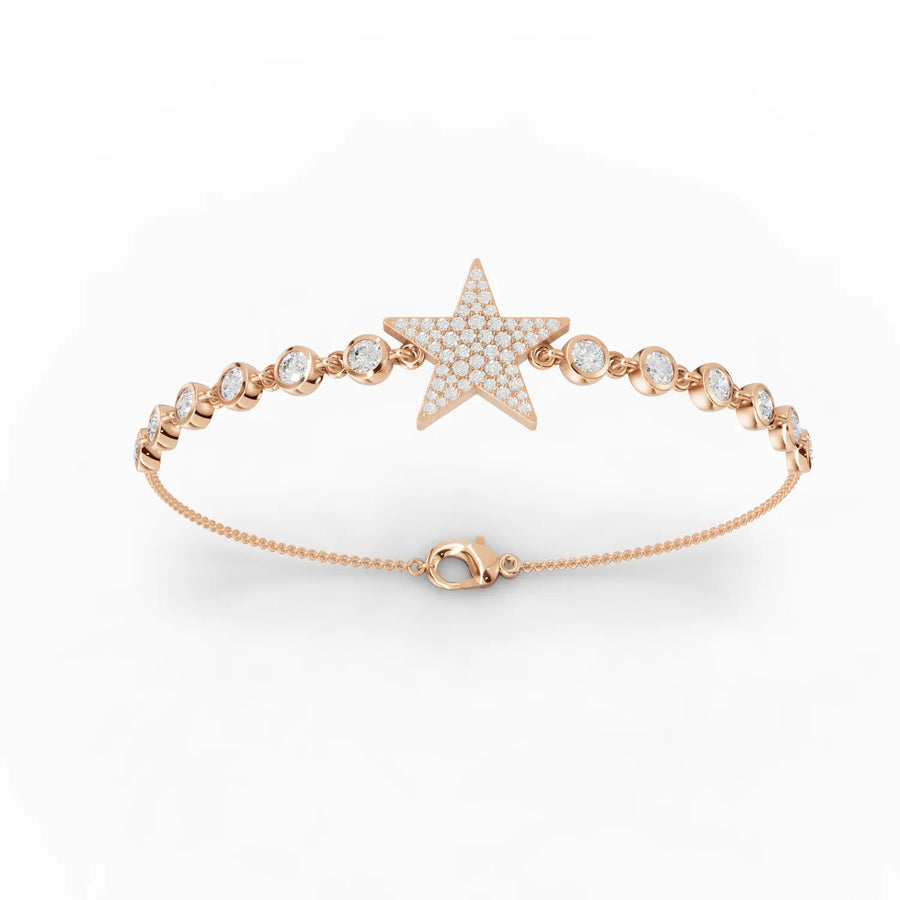 Rose gold star diamond bracelet