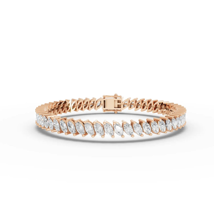 13.25 CT marquise lab-grown diamond tennis bracelet rose gold top