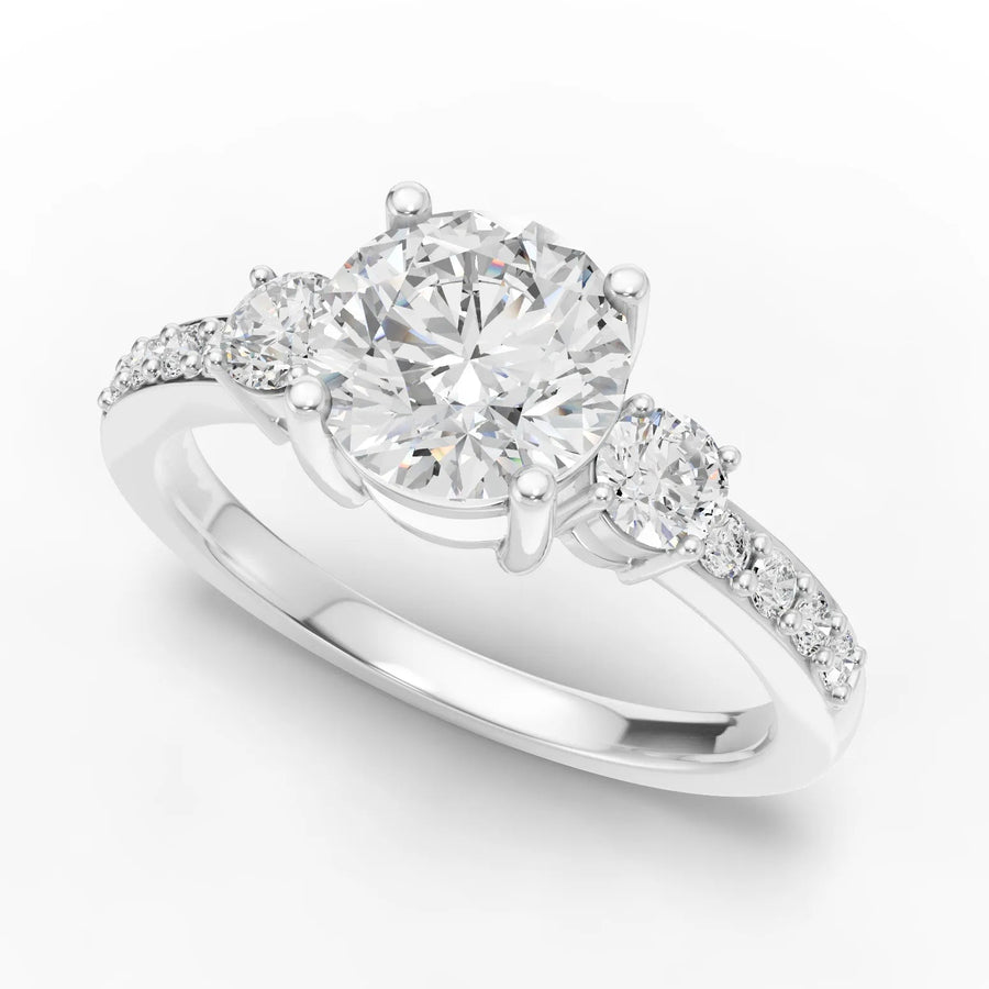 Three stone ring white gold angle