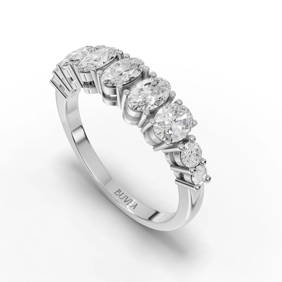 1.34 CT oval band ring white gold angled profile