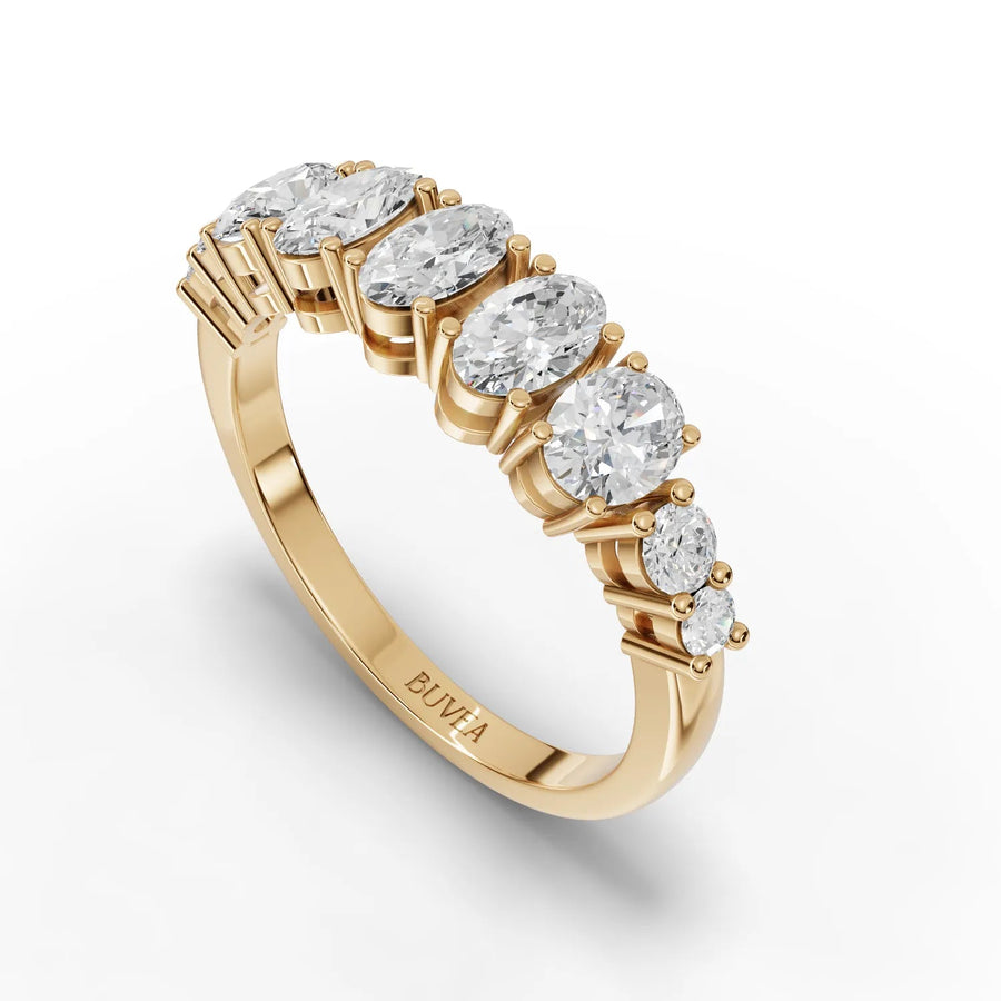 1.34 CT oval band ring yellow gold angled profile