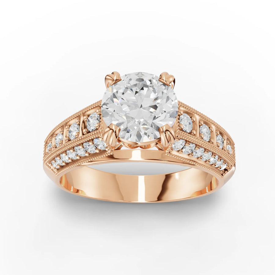 1.90 CT round lab-grown diamond ring rose gold top view