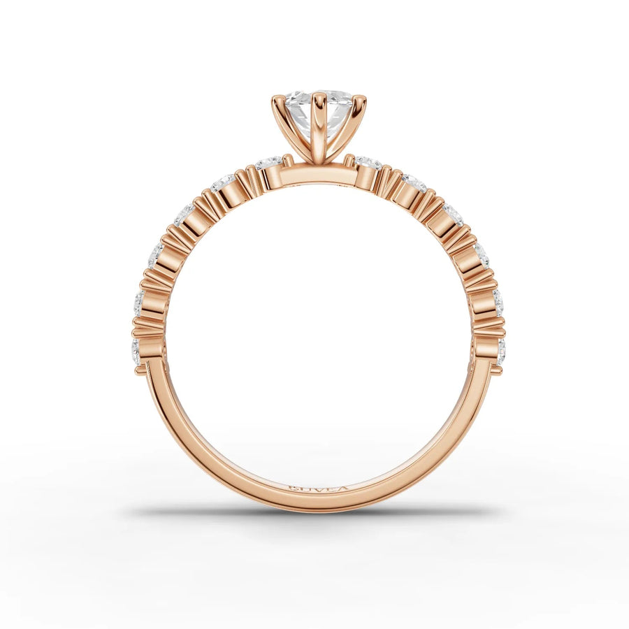 Marquise center stone ring rose gold close-up