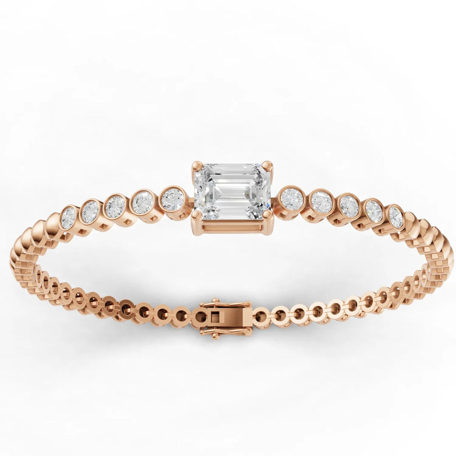 Emerald cut bracelet in rose gold