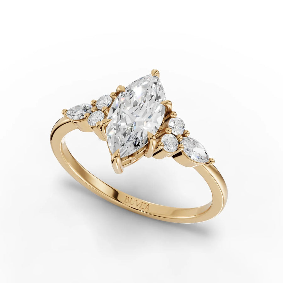 1.30 CT multi-shape diamond ring rose gold angle view
