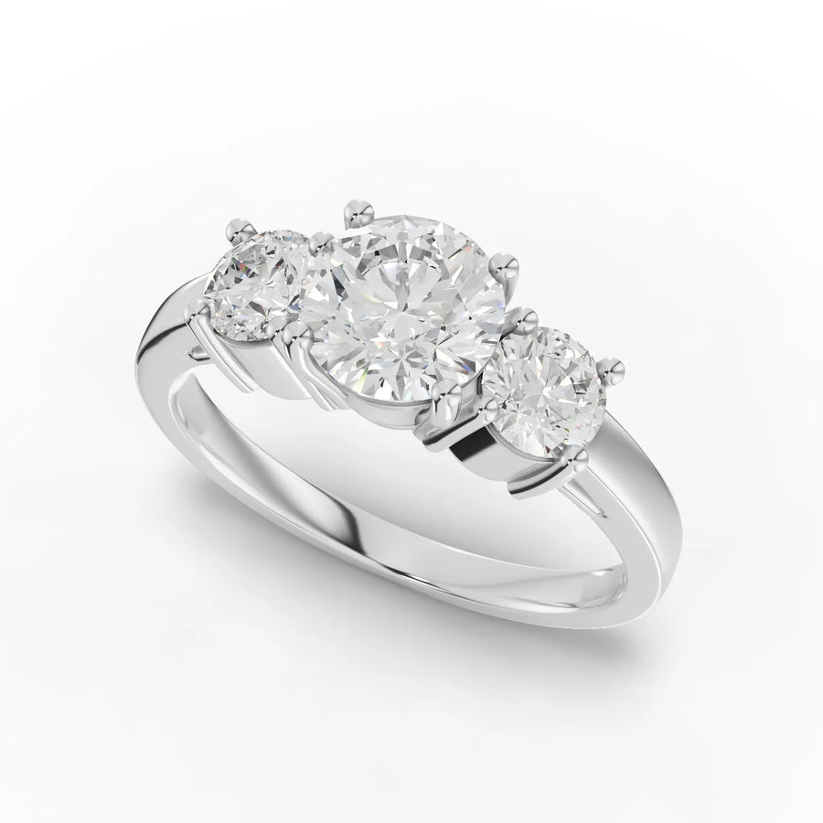 Three stone ring white gold angle