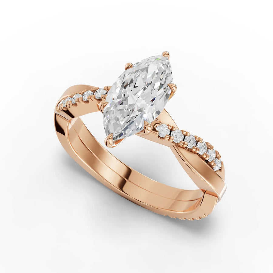 Rose gold prong seating macro