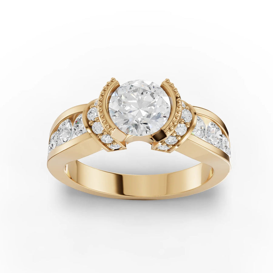 1.57 CT halo lab-grown diamond ring yellow gold top view