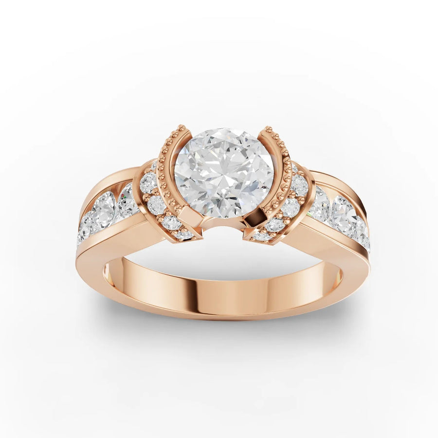 1.57 CT halo lab-grown diamond ring rose gold top view