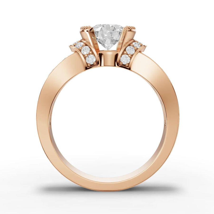 Halo lab-grown ring rose gold close-up