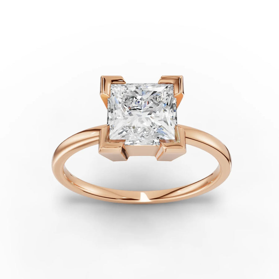 Princess-cut solitaire in rose gold