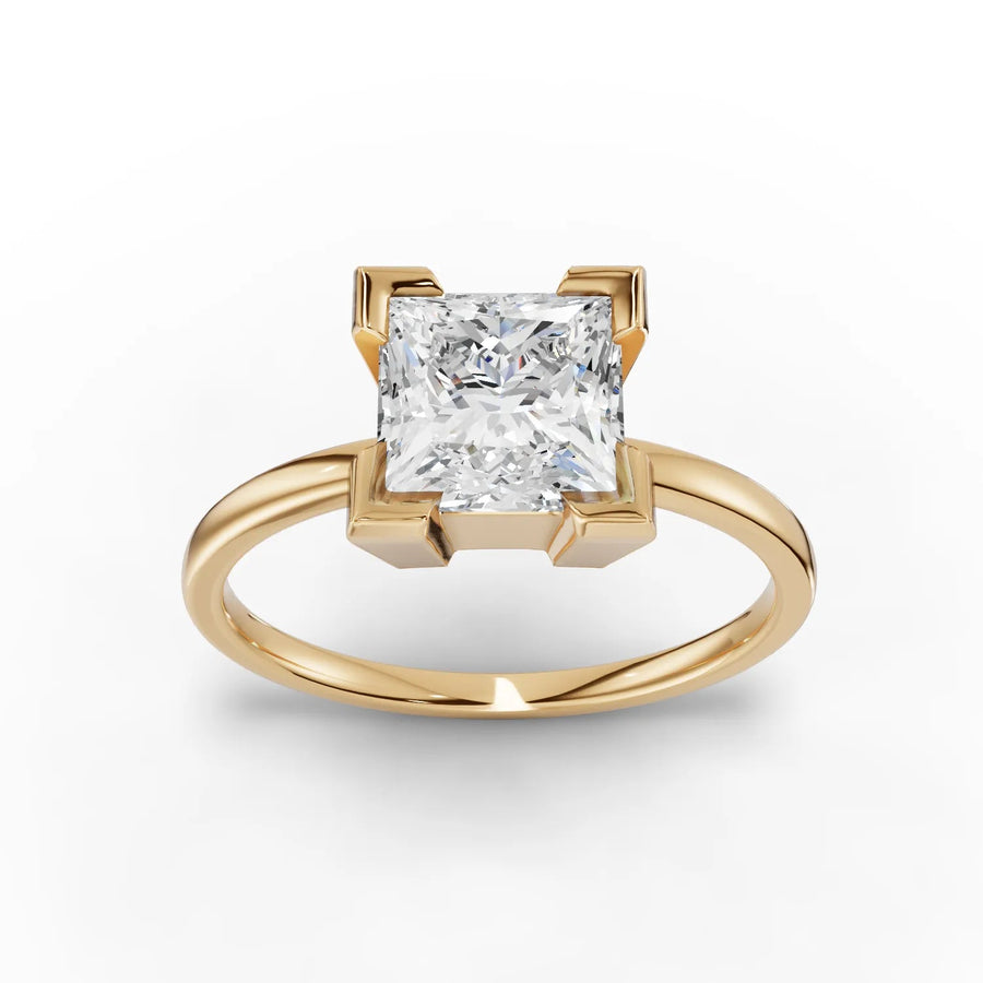 Princess-cut engagement ring in yellow gold