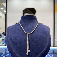 Y-Style Necklace Featuring Graduated Lab-Grown Diamonds with Dual Pear-Drop Finish