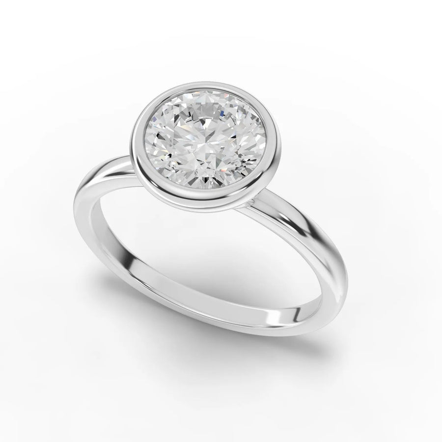 Bezel diamond ring white gold angle
