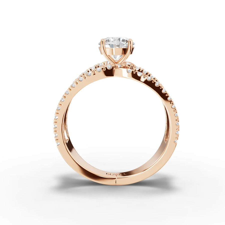 Pavé crossover ring rose gold close-up