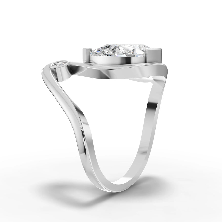 Lab-grown pear ring white gold close-up