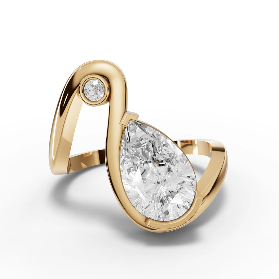 2.05 CT pear lab-grown engagement ring yellow gold top