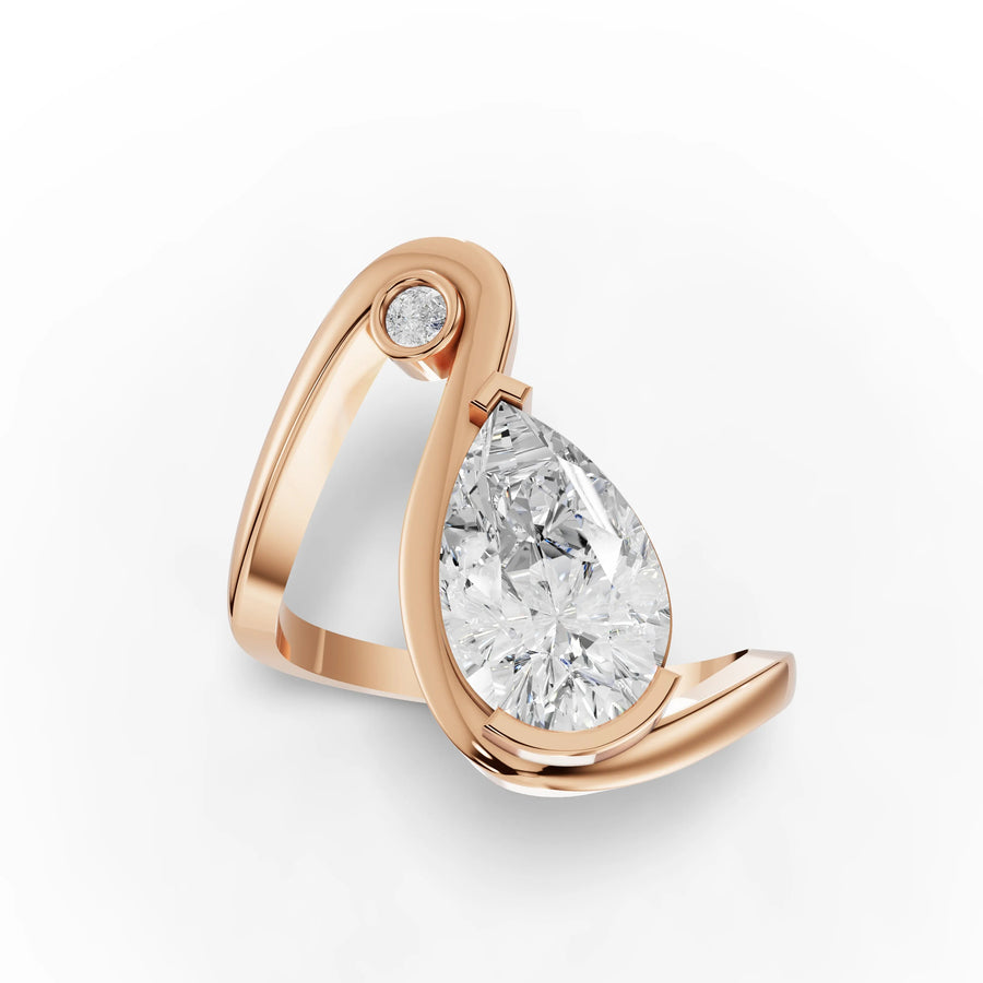 Pear accent ring rose gold angle