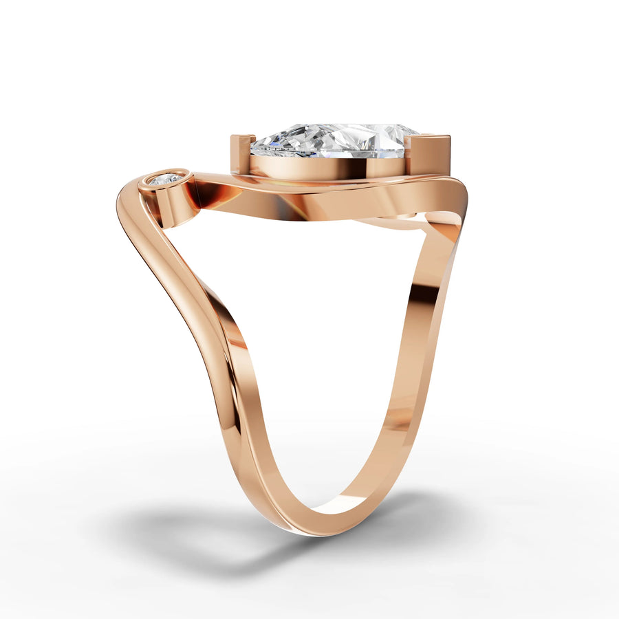 Lab-grown pear ring rose gold close-up