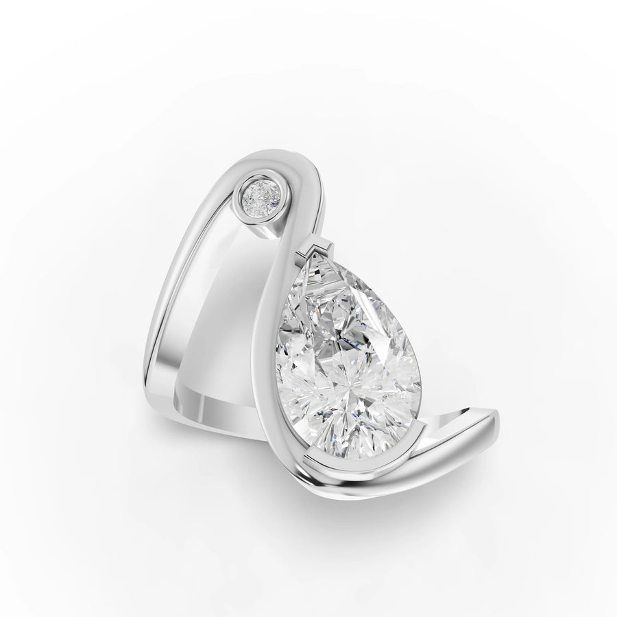 Pear accent ring white gold angle