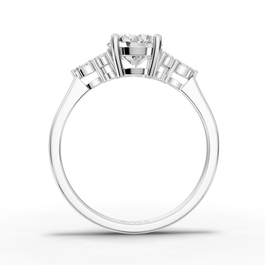 Multi-shape lab-grown ring white gold close-up