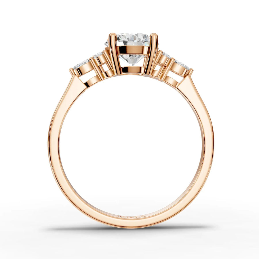 Multi-shape lab-grown diamond ring rose gold close-up