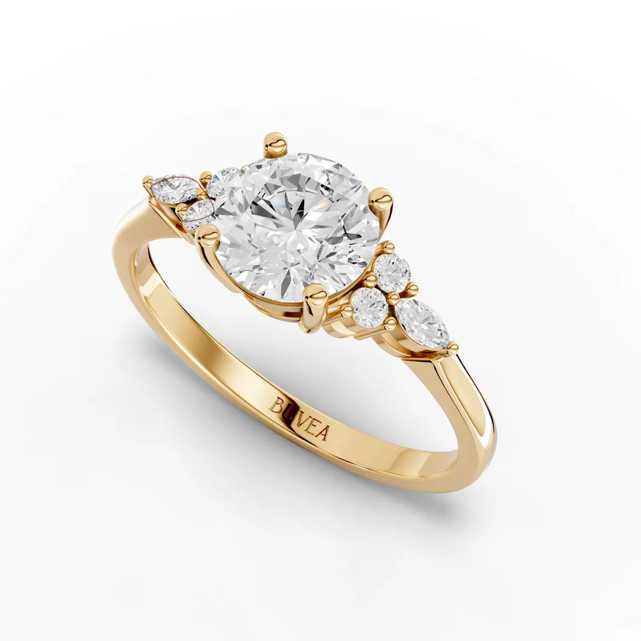 1.12 CT marquise accented lab-grown diamond ring yellow gold top view