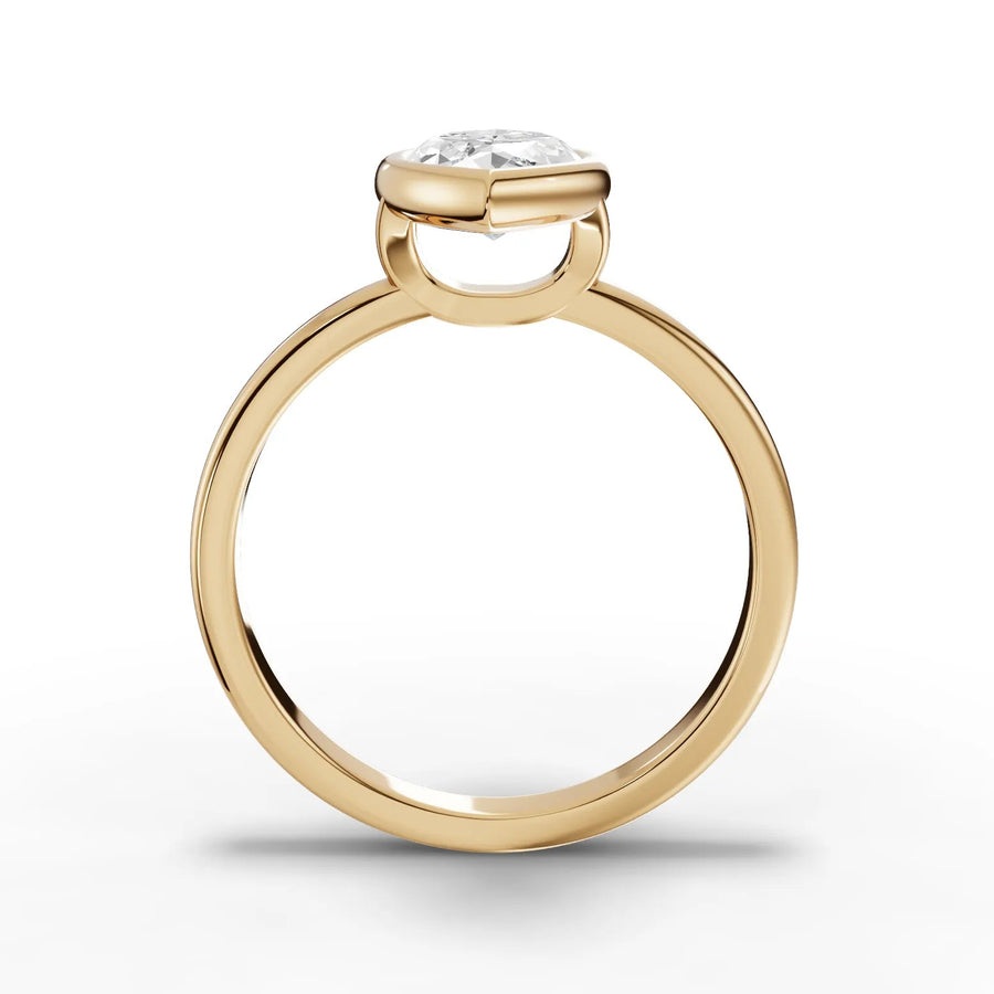 Marquise bezel lab-grown ring yellow gold close-up
