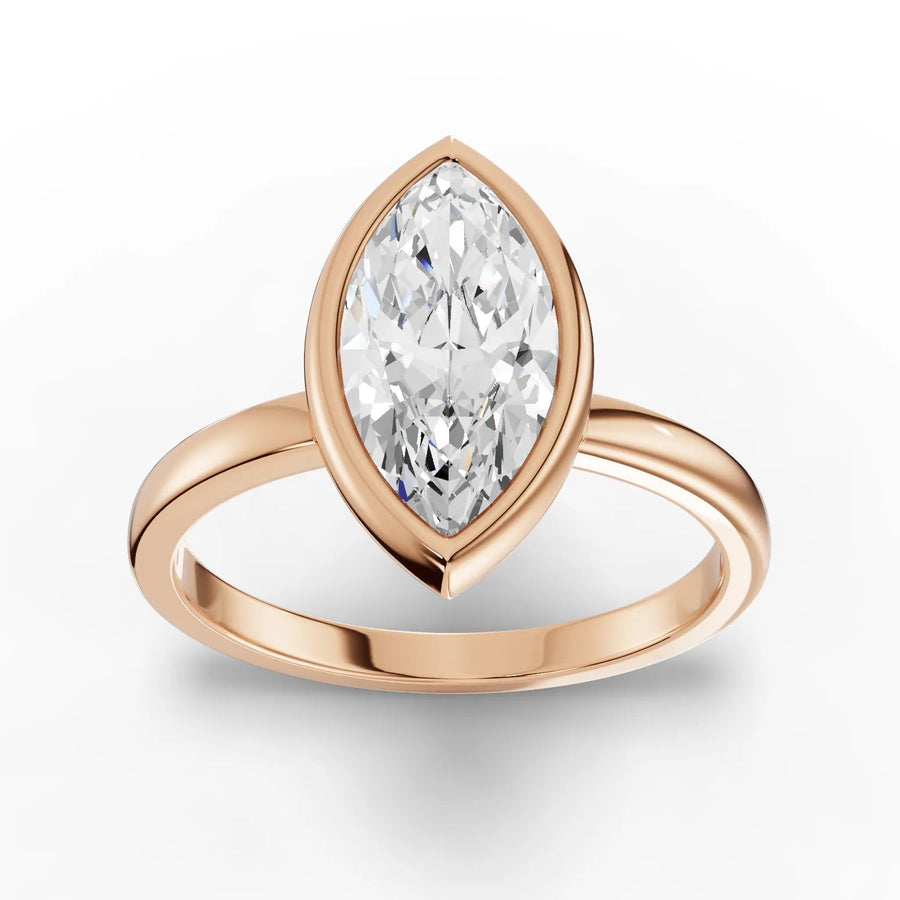 Marquise bezel solitaire ring model angle