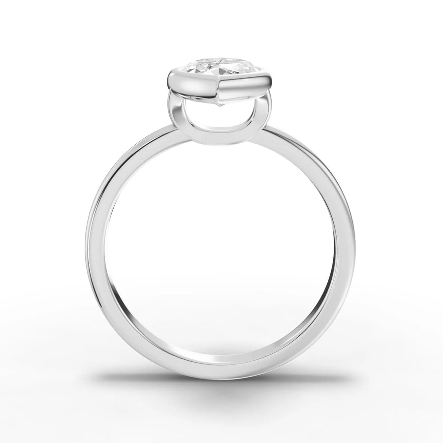 Marquise bezel lab-grown ring white gold close-up