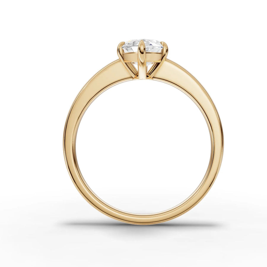 Marquise lab-grown ring yellow gold close-up