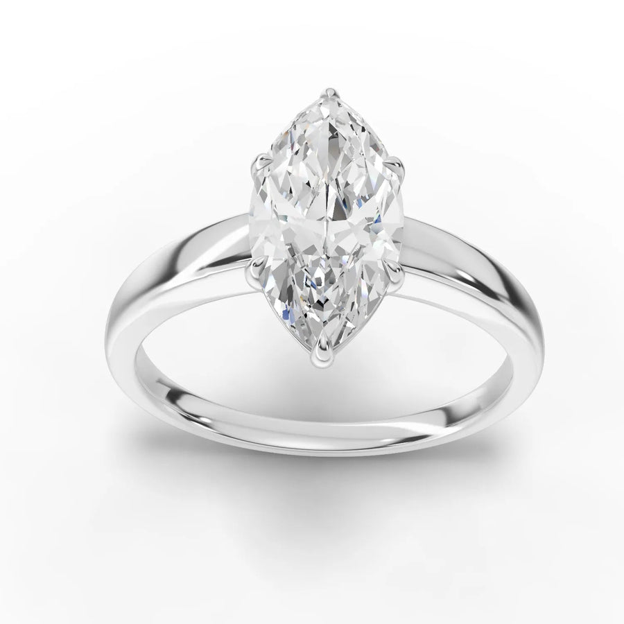 1.50 CT marquise solitaire lab grown diamond ring with prong-set center stone and slim polished band