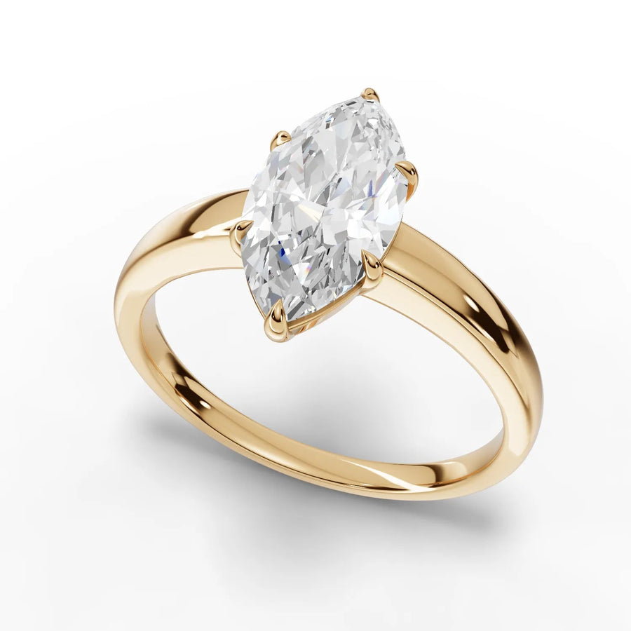 Marquise solitaire ring yellow gold angle