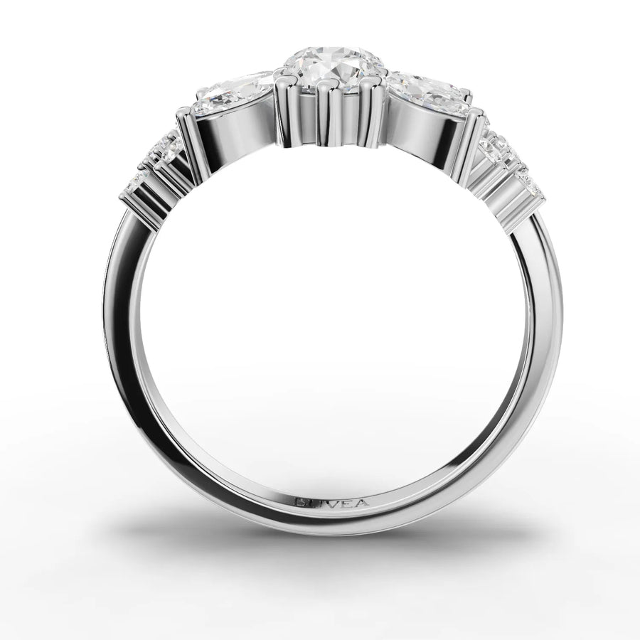 Multi-shape diamond ring white gold close-up