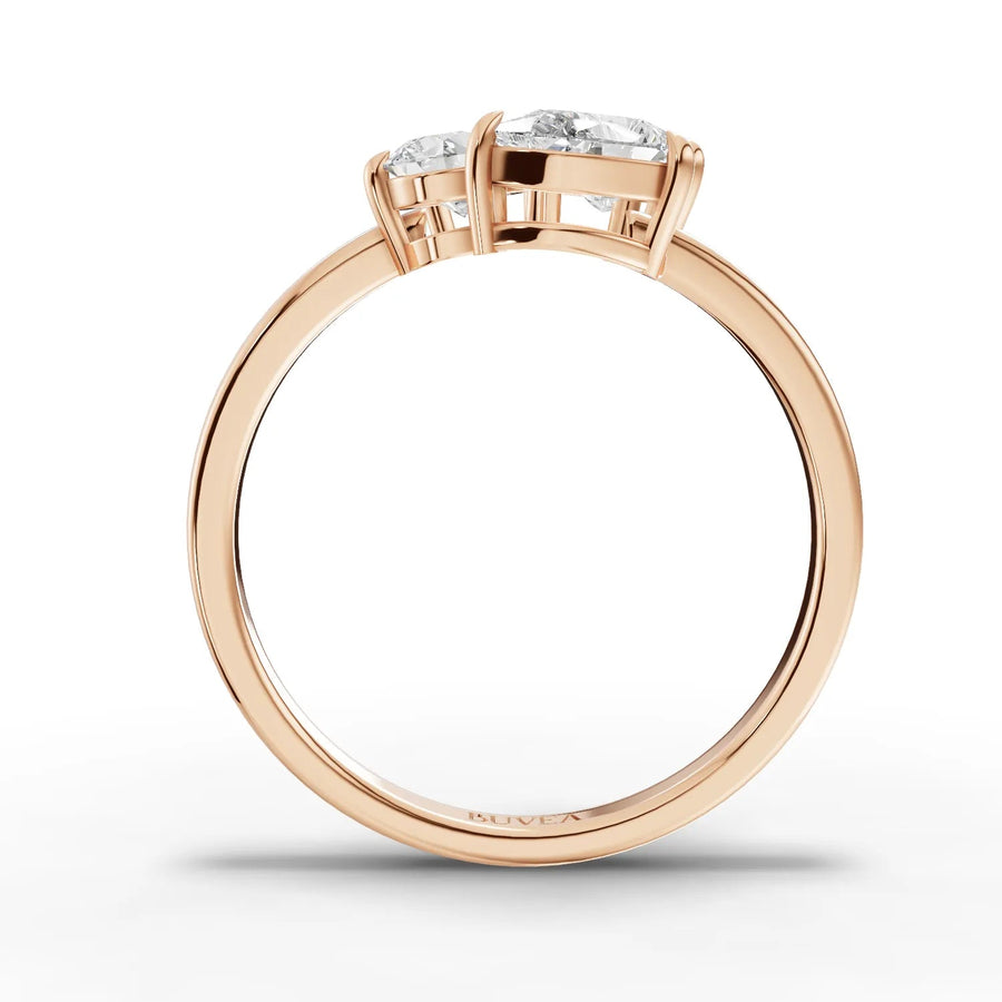 Oval cushion pear ring rose gold close-up