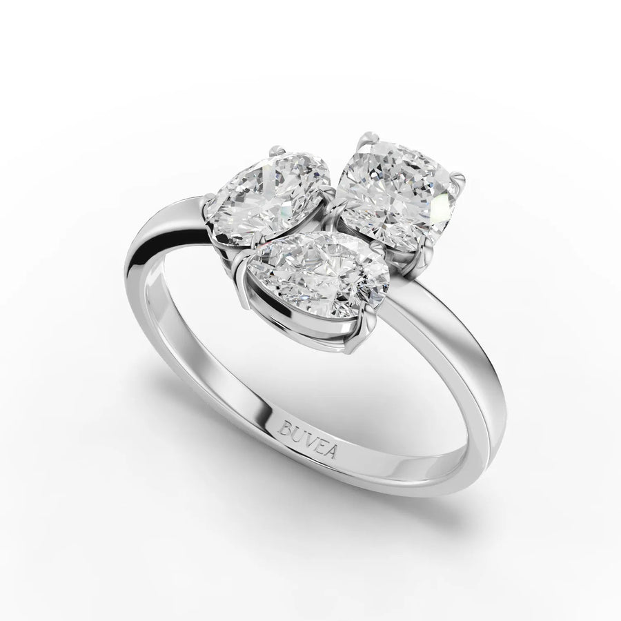 Multi-shape diamond ring white gold angled profile