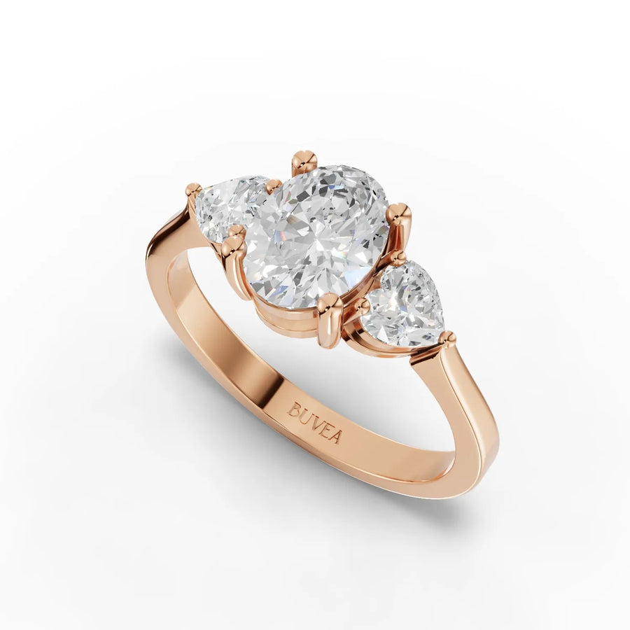 1.50 CT oval heart ring rose gold angled profile