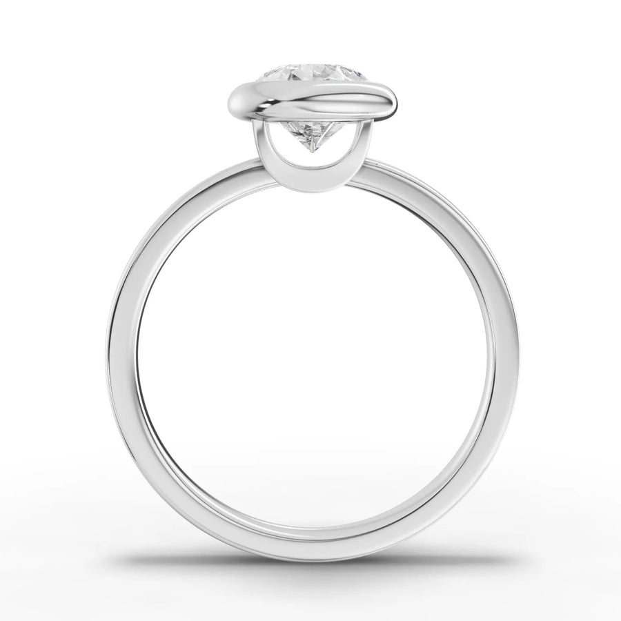 Pear bezel lab-grown ring white gold close-up
