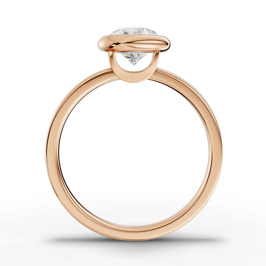 Pear bezel lab-grown ring rose gold close-up