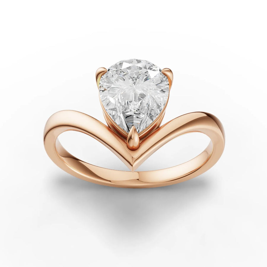 Rose gold pear diamond wedding band