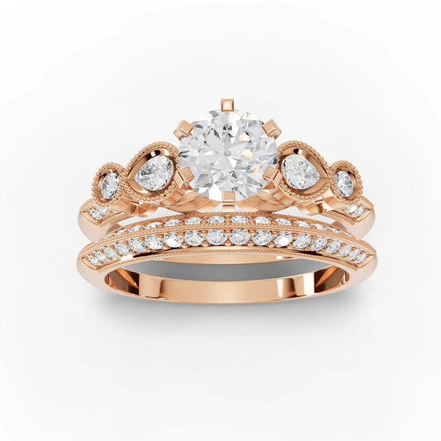 1.55 CT dual band lab-grown diamond ring rose gold top view